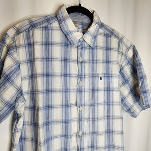 Carhartt Men's Size Large Button Down Short Sleeve Pocket Collar Plaid Shirt